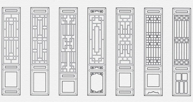 宣汉常用中式仿古花窗图案隔断设计图